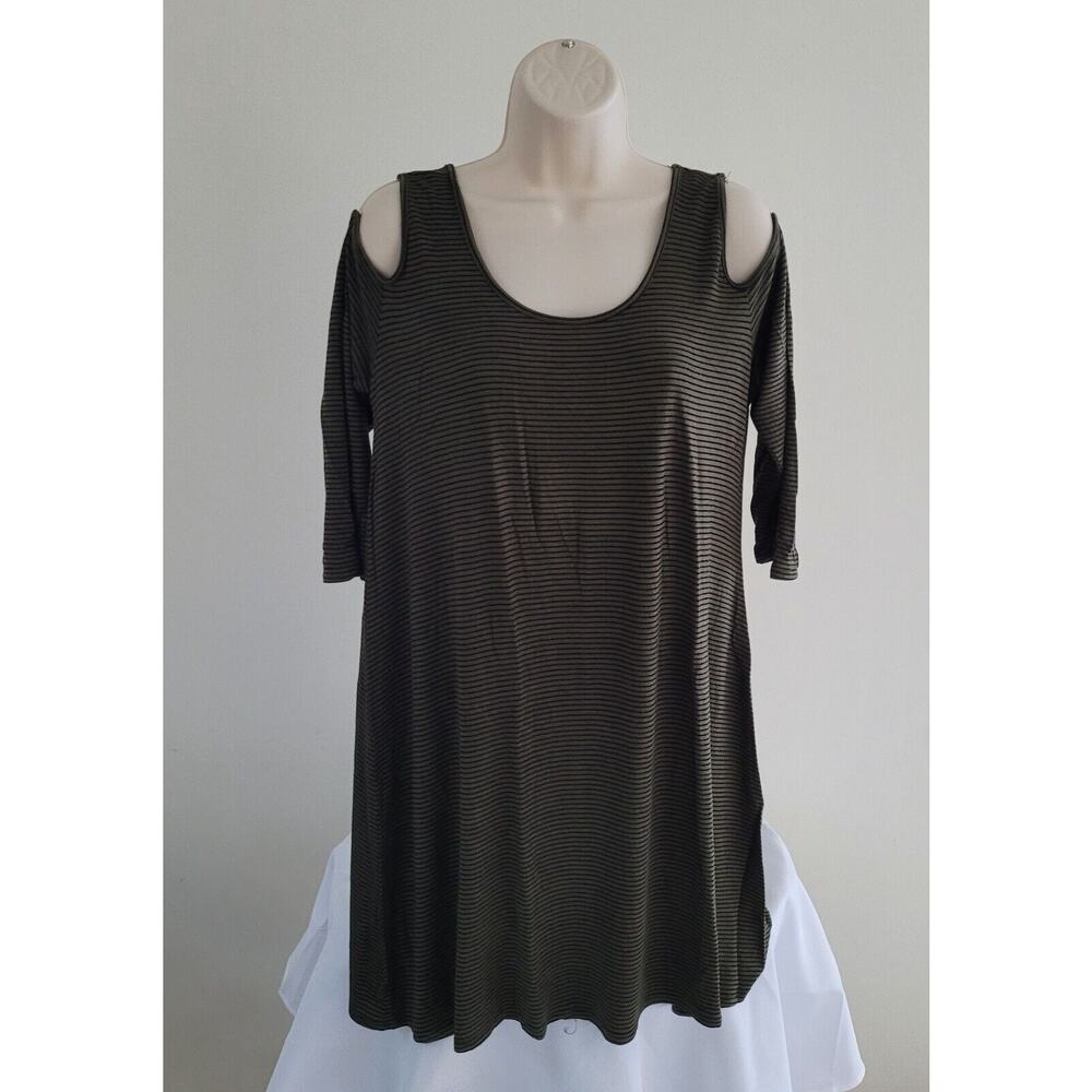 ROLLA COASTER Womens Cold-Shoulder Charcoal Knit Top/Tunic/Dress-Lg -NEW w/tags